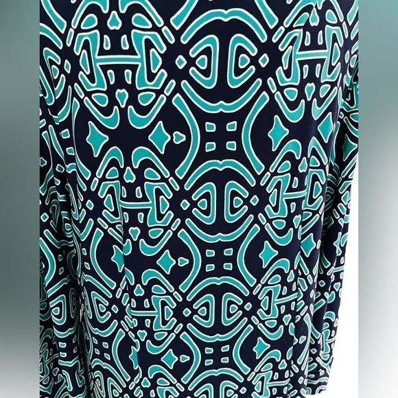 LAUNDRY By Design Shelli Segal Dress Turquoise Blue Green Geo print  Sz 10 - Picture 5 of 7